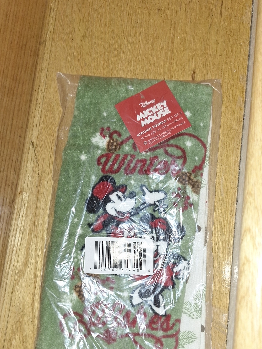 Disney Mickey Mouse Holiday Kitchen Towels in Green and Red - Set of 2